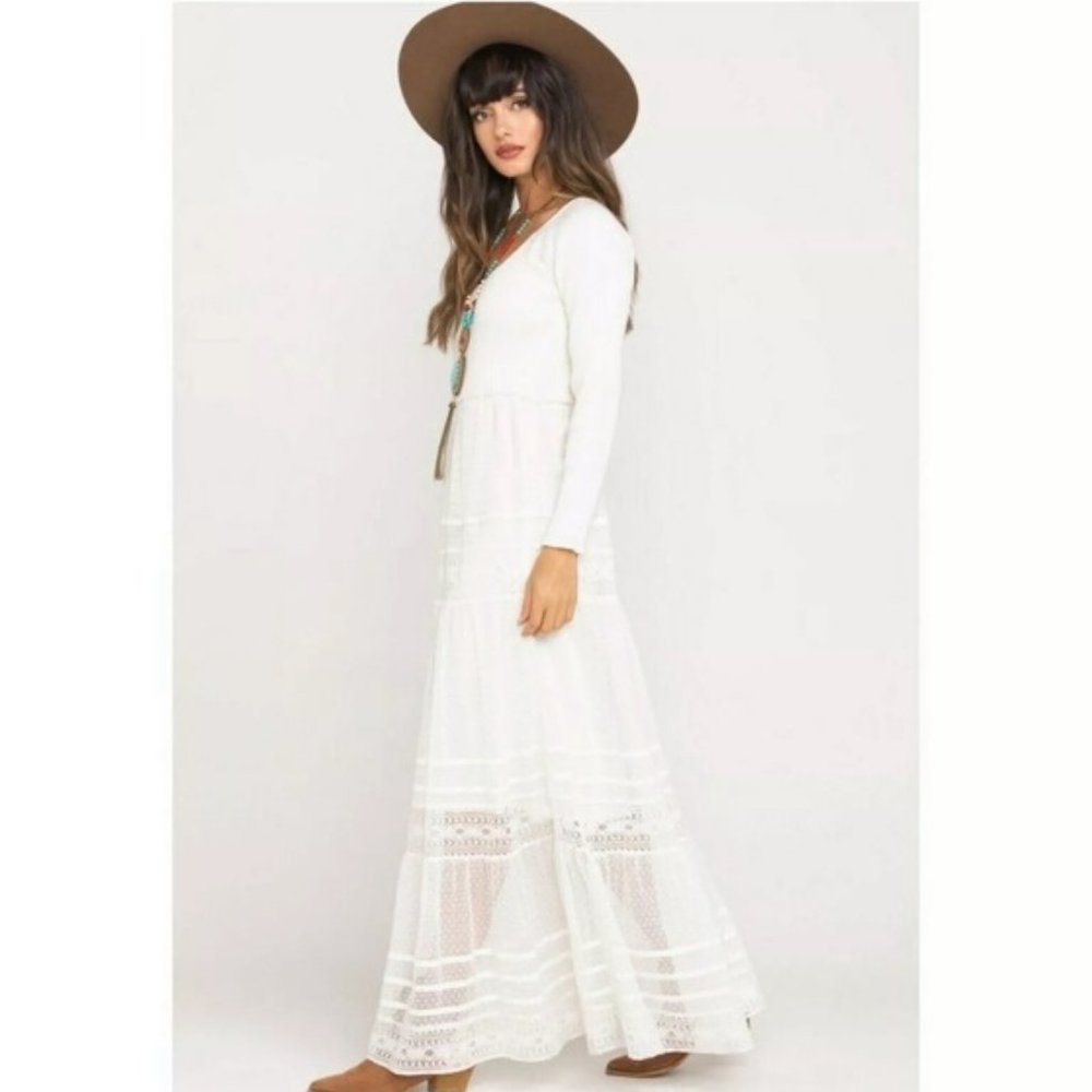 NEW $148 Free People Earth Angel Maxi Dress Ivory - Picture 2 of 13
